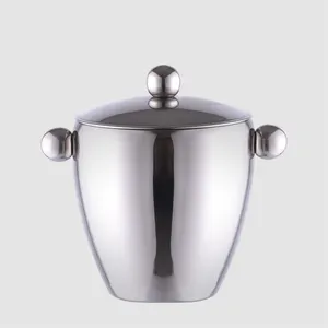 Seau à glace portable en acier inoxydable de 1,5 litre pour fête, avec poignée et couvercle, directement de l'usine de création - Product Image 1