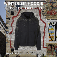 Sweat-shirt à capuche zippé noir avec strass, sweat-shirt de luxe orné de cristaux et de diamants, veste streetwear hip-hop pour hommes