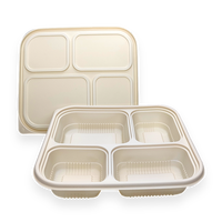 Contenant alimentaire jetable en amidon de maïs, compatible micro-ondes, écologique, biodégradable, compostable, avec couvercle, pour plats à emporter, déjeuner, mariage, fête