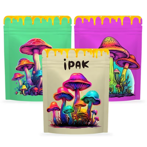 Custom 3.5 Mylar <b>Bags</b> with Magic Mushroom Design Resealable Zipper Airtight Smell Proof Food Grade Dry Flower Packaging <b>Bag</b> - Product Image 1