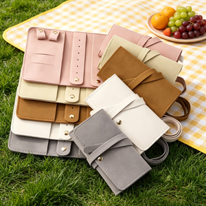 Luxury PU Leather <b>Jewelry</b> <b>Storage</b> Bag Custom Brand Foldable Travel Jewellery Pouch Rings Earrings Necklaces Gift Packaging - Product Image 5
