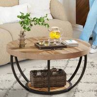 Table basse ronde en bois industrielle à 2 niveaux, meubles pour la maison