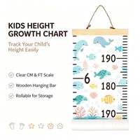 Règle murale en bois sur le thème de l'océan pour enfants, affiche de mesure de la croissance pour chambre d'enfant, décoration éducative pour la vente B2B