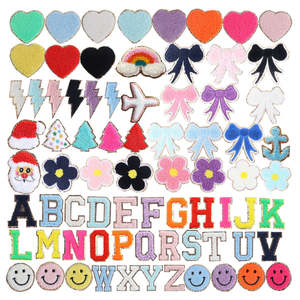 Keymay livraison rapide bricolage broderie personnalisé Chenille Patch autocollant auto-adhésif paillettes université Chenille Ballet pantoufles Patch - Product Image 5