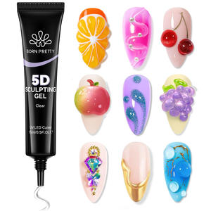 BORN PRETTY 15g Gel Transparent 5D pour Nail Art, Sans HEMA ni TPO, Gels Sculptants 3D pour Ongles, Tube Souple pour DIY, Sculpture et <span class=keywords><strong>Dessin</strong></span> de Lignes - Product Image 1