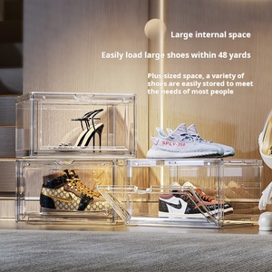 Boîte de présentation de chaussures en <span class=keywords><strong>acrylique</strong></span> transparente avec porte magnétique, empilable, pour le rangement des chaussures - Product Image 2