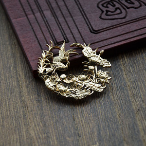 Copper Hairpin Crane Lotus 33x38mm Gold Silver Plated <b>Wedding</b> <b>Accessory</b> - Product Image 4