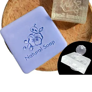 Custom Personalized Logo Making Stamped Press Acrylic Soap Stamps With Handle