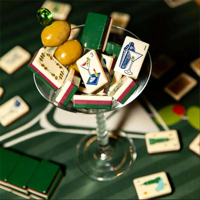 Mesa de Mahjong Plegable Portátil de Acrílico Azul de Lujo CHIVAN para Casino, Entretenimiento y Juego, Ecológica y Automática para 4 Jugadores
