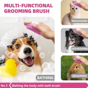 Kit de Baño para Perros 6 en 1 de Silicona y Plástico con Cepillo para Perros, Cepillo para Champú, Peine para Eliminar Pelo de Mascotas, Guantes de Lavado y Toalla - Product Image 5
