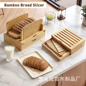 Guan Lu Wooden Bread Slicer Bamboo Adjustable <b>Tray</b> With Drawer <b>Storage</b> For Kitchen <b>Baking</b> Tools - Product Image 3