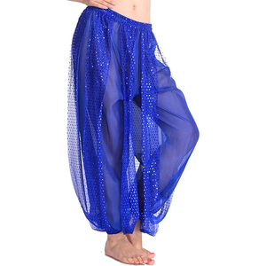 Pantalones Bombachos de Danza del Vientre de Chifón, Pantalones Árabes de Halloween con Lentejuelas Brillantes, Pantalones de Fantasía <span class=keywords><strong>para</strong></span> Bailarinas - Product Image 4