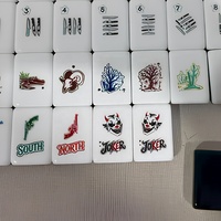 Juego de Mahjong Americano Oscuro con Fichas de Huesos de Calavera, Cuchillo, Revólver, Vientos y Payasos Malvados, Acrílico, 166 Piezas