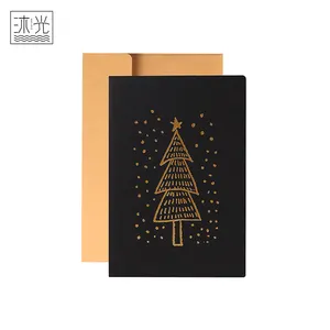 Bulk Buying Hot Stamping Christmas Tree Black Christmas Thank You Card Pack