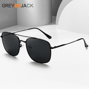 Lunettes de soleil aviateur Greyjack pour hommes, monture en métal, verres polarisés UV400 noirs, mode, protection solaire pour la conduite en extérieur - Product Image 1