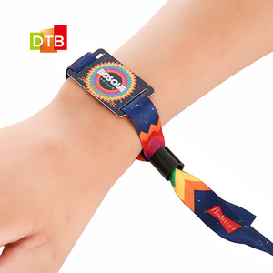 사용자 정의 이벤트 <span class=keywords><strong>NFC</strong></span> 짠 직물 팔찌 재사용 가능한 스마트 티켓 팔찌 지불 가능 RFID 짠 직물 팔찌 - Product Image 4