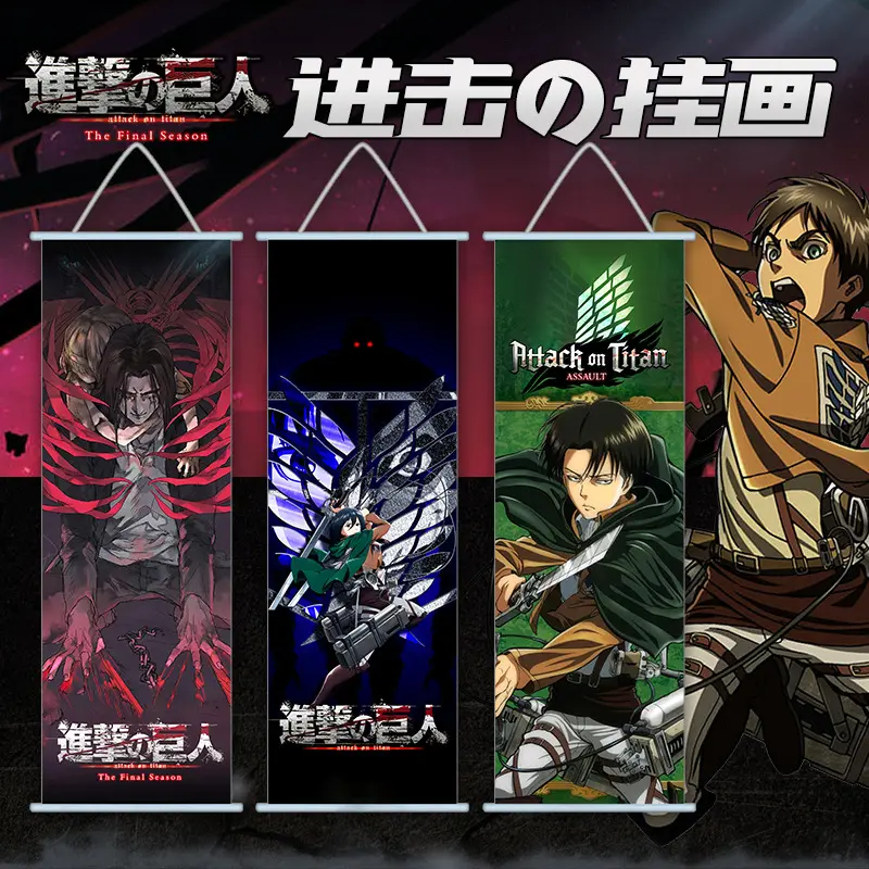Cuadros colgantes de Anime Attack on Titan, 5 diseños, 70x30cm, póster para decoración del hogar