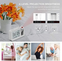 Réveil numérique à projection pour plafond mur chambre à coucher écran LCD à gradation projecteur d'horloge de température intérieure avec chargeur USB