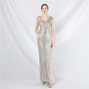 Robe de soirée S1770N 2026, nouvelle robe élégante à paillettes, style socialite, manches longues ou courtes, queue de poisson, antistatique - Product Image 3