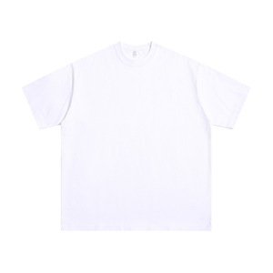 T-shirt pour homme japonais de 300 g, poids lourd, en coton, manches courtes, col rond, ample, uni, blanc, base, été, manches courtes - Product Image 2