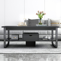 Table basse moderne au design unique en MDF noir/blanc/gris, 2 niveaux, gain de place, meubles de salon