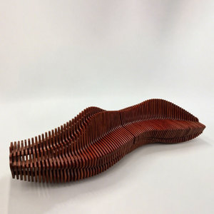 Y713 Customizable Wooden Slice <b>Bench</b> Artistic Custom Form Commercial Seating for Mall Corridor Airport Waiting Area Design - Product Image 2