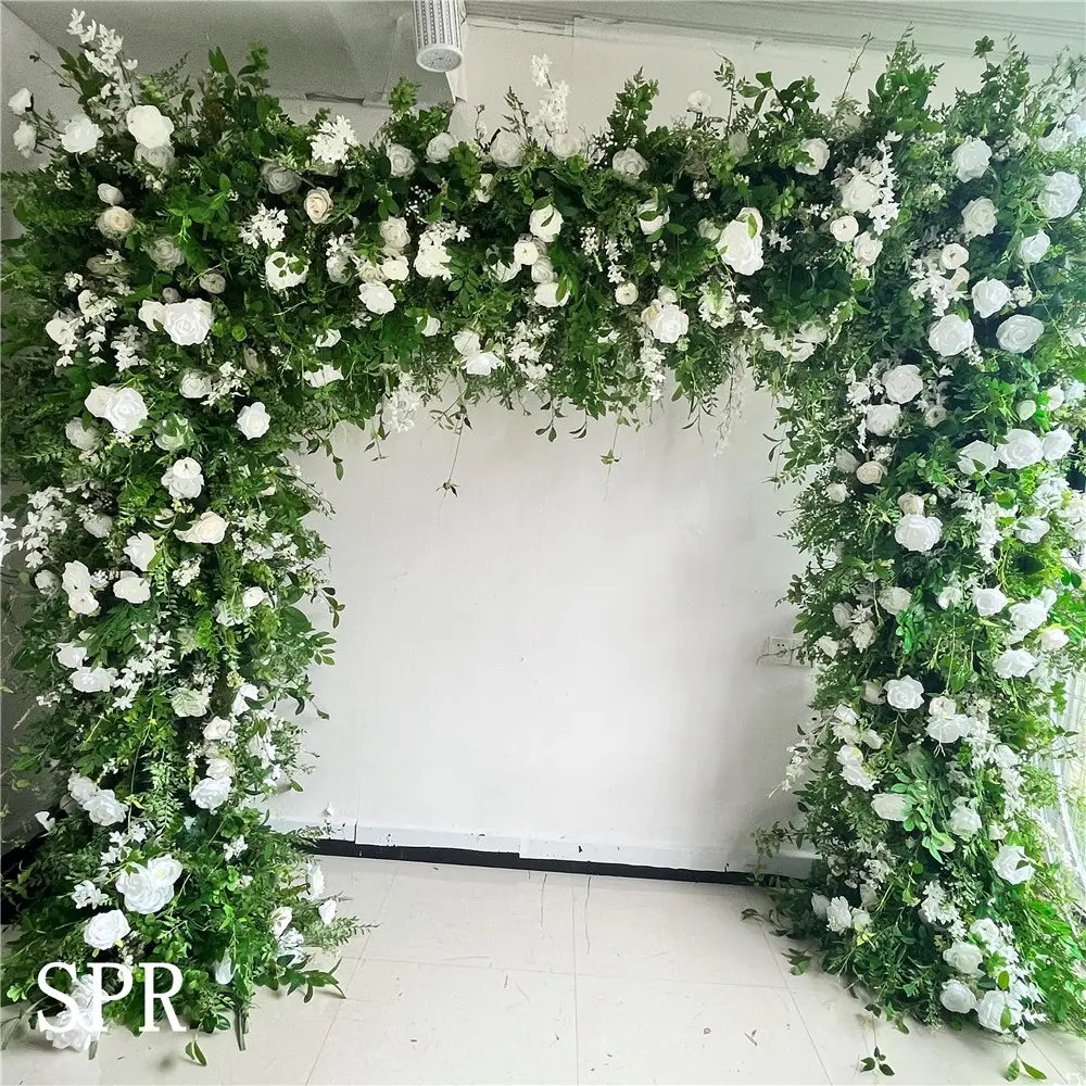 SPR Designs Fabric Silk Faux Shop Wedding Decoration Panel Mat Patch Roll Backdrop Flower Wall Artificial WHITE Runner flower