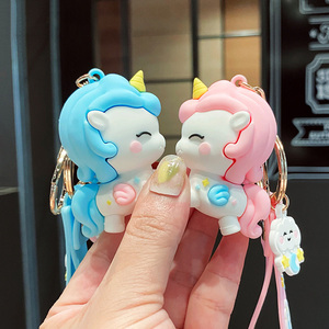 Wholesale Cute Kawaii Rubber Unicorn Pendant <b>Kids</b> Girls Car Key <b>Ring</b> Backpack Car Key Unicorn Keychain Accessories - Product Image 3