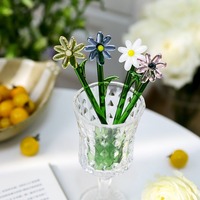 Cuillère artisanale en verre borosilicate motif marguerite, agitateur à café floral, cuillère à dessert, cuillère à mélanger mignonne en forme de fleur