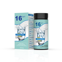 Bandelettes d'analyse d'eau potable OEM 16-en-1, direct usine, PH/Chlore total, 80x5mm, Précision 99,6%, Durée de vie 24 mois