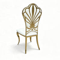Chaise de banquet commerciale en acier inoxydable doré, dossier en forme d'éventail, haut de gamme, pour hôtels et réceptions