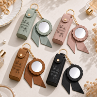 Porte-clés en cuir recyclable personnalisé avec miroir, gravure laser multi-formes, logo gravé, cadeaux promotionnels pour femmes, vente en gros