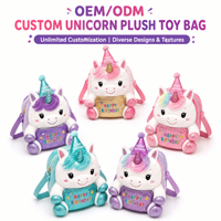 Sac à dos en peluche licorne personnalisé pour fête d'anniversaire, sac à jouets en peluche, sac à dos doux personnalisé, cadeau de vacances OEM ODM