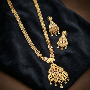 Wholesale 14K 18K 24K Micro Gold Fashion <b>Long</b> <b>Necklaces</b>, Traditional <b>Long</b> Jewelry Set, Micro Gold Floral Design <b>Long</b> Jewelry Set - Product Image 2