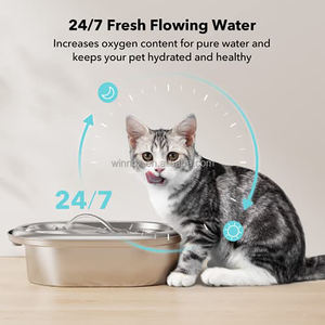 Fontaine à eau automatique ovale de style circuit de course, design silencieux pour intérieur, bol en acier inoxydable de 2 L pour chats et petits animaux - Product Image 3