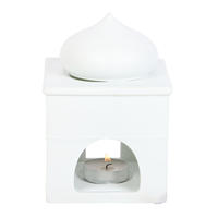 Brûleur à huile en céramique en forme de mosquée beige Porte-bougie chauffe-plat Brûleur à encens