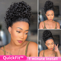 Perruque sans colle à dentelle transparente HD, bouclée afro, 100% cheveux humains, densité 200%, 20 pouces, pré-épilée, installation rapide
