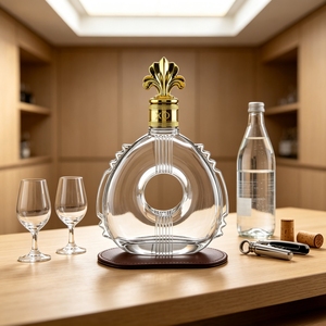 Antike 1-Liter-Flasche in Totenkopfform aus schwarzem Glas für Wodka, Whiskey, Brandy, <span class=keywords><strong>Gin</strong></span>, Rum, Tequila und andere Spirituosen mit Korkverschluss - Product Image 1