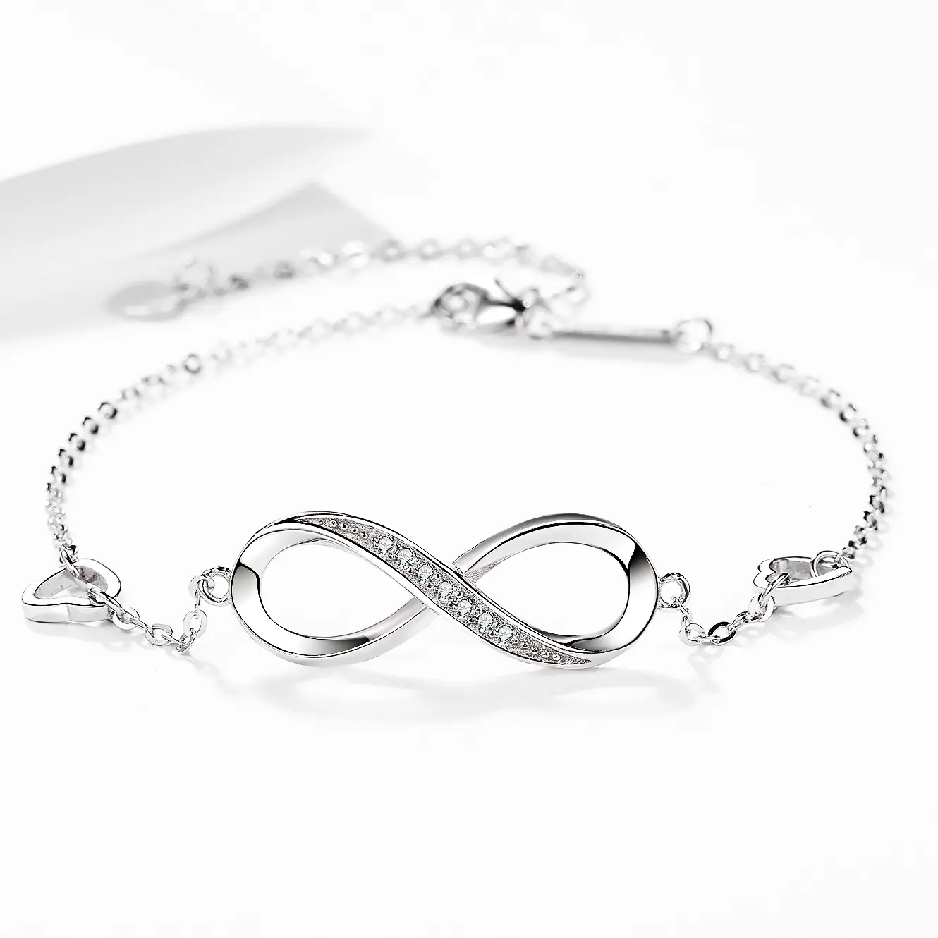 Pulsera de plata de ley S925 con forma de corazón, figura europea y americana, 8 unidades