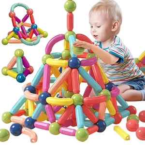 New Diy 3d Toddlers Educational Toys Magnetic Rods And Balls Stem Magnetic Toys For Kids Learning Building Game Magnet Blocks
