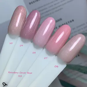 Natuur Resin Ontwerp Uv Gel Nail Regenboog Shimmer Rubber Cover Base Coat Gel Polish Langdurige