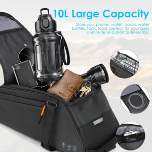 Sac à dos convertible multifonctionnel 4-en-1 imperméable et réfléchissant de 10 L pour vélo, <span class=keywords><strong>sacoche</strong></span> de porte-bagages pour le cyclisme - Product Image 2