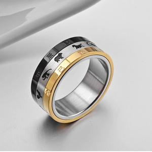 Retro Dominant Roestvrij Staal Roterende Dierenriem Ring Chinese Stijl Uur Tijd Ring Niche Persoonlijkheid Mannen Ring - Product Image 3