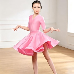 Robe de <span class=keywords><strong>danse</strong></span> latine à manches mi-longues pour filles, tenue professionnelle de tango, salsa, rumba, samba, costume de <span class=keywords><strong>danse</strong></span> de salon - Product Image 2