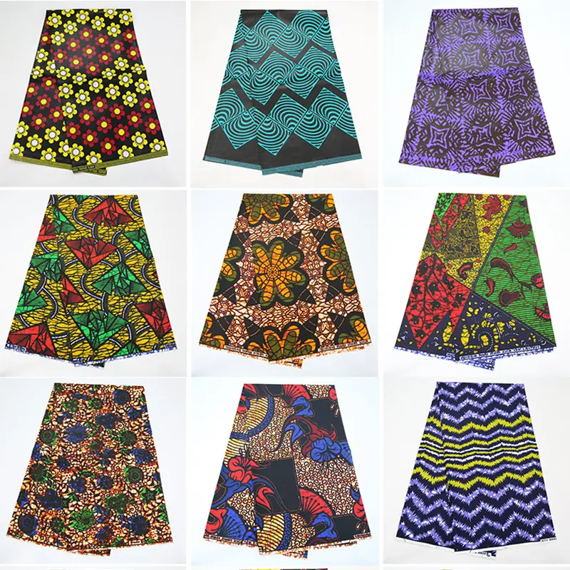 6 yard pakaian tradisional Afrika Batik dua sisi poliester Afrika kain dicetak lilin