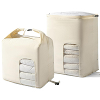 Sac de rangement pour couette extra large de 130 L, sac de rangement pour couette à fermeture à enroulement, auto-compressible, pour placard, sous le lit, à la maison