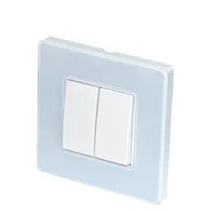 Lampu dinding kaca Tempered 86X86mm sakelar rocker XJY-QB-07-100 250V/10A Flush mount 2 gang energy switch