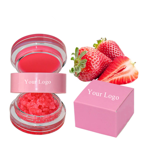 Set Masker bibir dan pelembap pengelupasan kelapa 2 in 1 riasan Vegan perawatan bibir buah kustom - Product Image 1