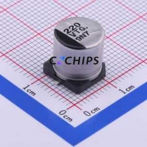 ตัวเก็บประจุอิเล็กโทรไลต์อะลูมิเนียมแบบ SMD รุ่น EEETG1V221UP ขนาด D10xL10.2 มม. 220uF 20% 35V 270mA-100kHz - Product Image 1