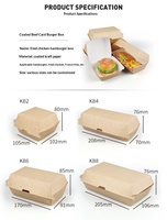 Boîte à hamburger jetable en papier kraft enduit, emballage à emporter pour frites et snacks - Matériau de qualité alimentaire, sans pliage requis, impression offset